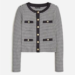 J. Crew Vintage Rib Lady Jacket in Black and White Stripe